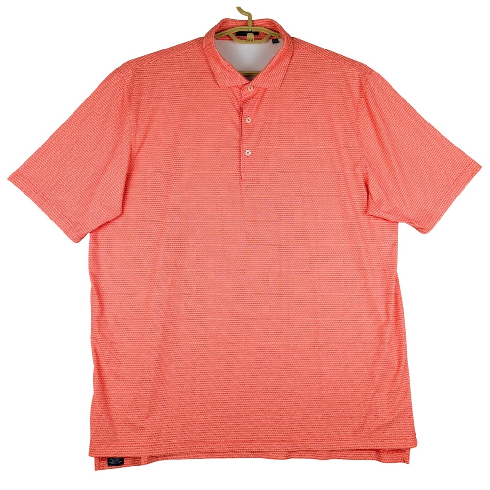 Turtleson 2XL Golf Polo Shirt‎ Coral Geometric Print Short Sleeve Mens
